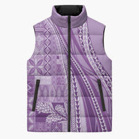 Pasifika Women's Day - Samoa Siapo Malu Tattoo Inspired Sleeveless Puffer Jacket Lavender LT7 Unisex Lavender - Polynesian Pride