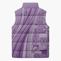 Pasifika Women's Day - Samoa Siapo Malu Tattoo Inspired Sleeveless Puffer Jacket Lavender LT7 - Polynesian Pride