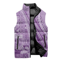 Pasifika Women's Day - Samoa Siapo Malu Tattoo Inspired Sleeveless Puffer Jacket Lavender LT7 - Polynesian Pride