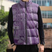 Pasifika Women's Day - Samoa Siapo Malu Tattoo Inspired Sleeveless Puffer Jacket Lavender LT7 - Polynesian Pride