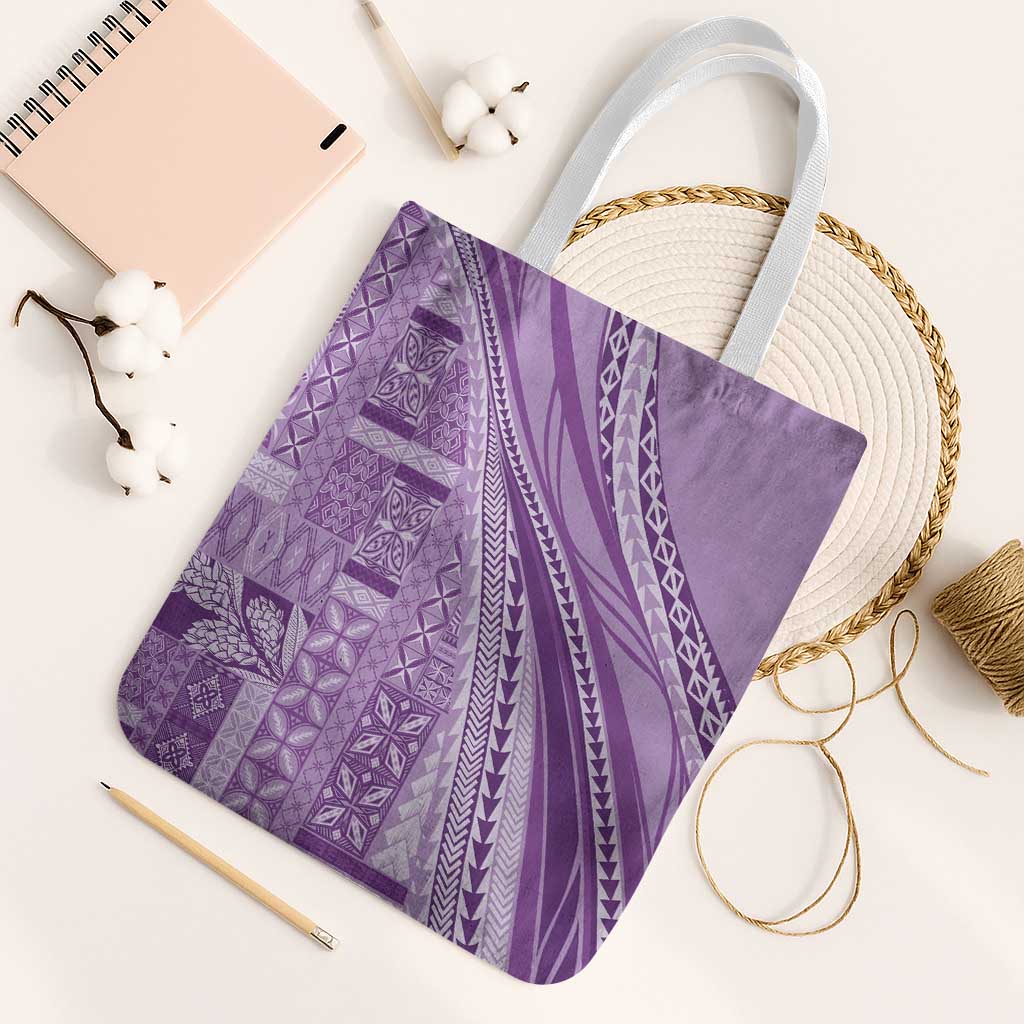 Pasifika Women's Day - Samoa Siapo Malu Tattoo Inspired Tote Bag Lavender LT7 White Strap One Size Lavender - Polynesian Pride