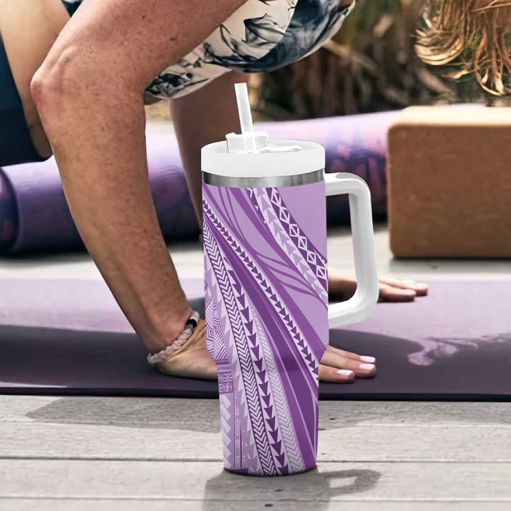 Pasifika Women's Day - Samoa Siapo Malu Tattoo Inspired Tumbler With Handle Lavender LT7 - Polynesian Pride