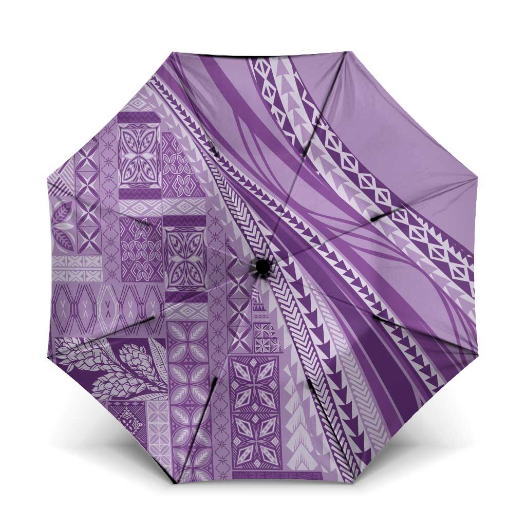 Pasifika Women's Day - Samoa Siapo Malu Tattoo Inspired Umbrella Lavender LT7 One Size Folded 11.42 inch Opened Diameter 37.4 inch Lavender - Polynesian Pride