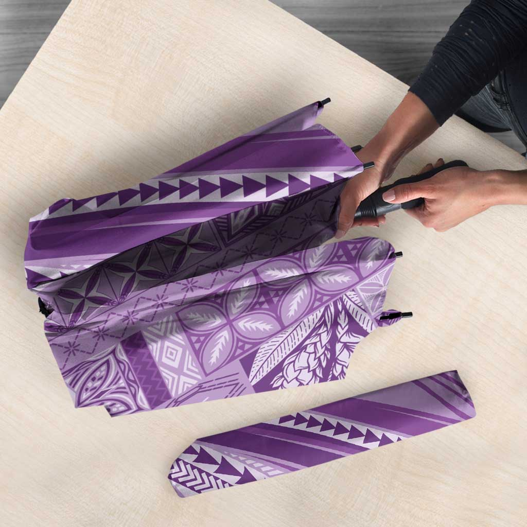 Pasifika Women's Day - Samoa Siapo Malu Tattoo Inspired Umbrella Lavender LT7 - Polynesian Pride