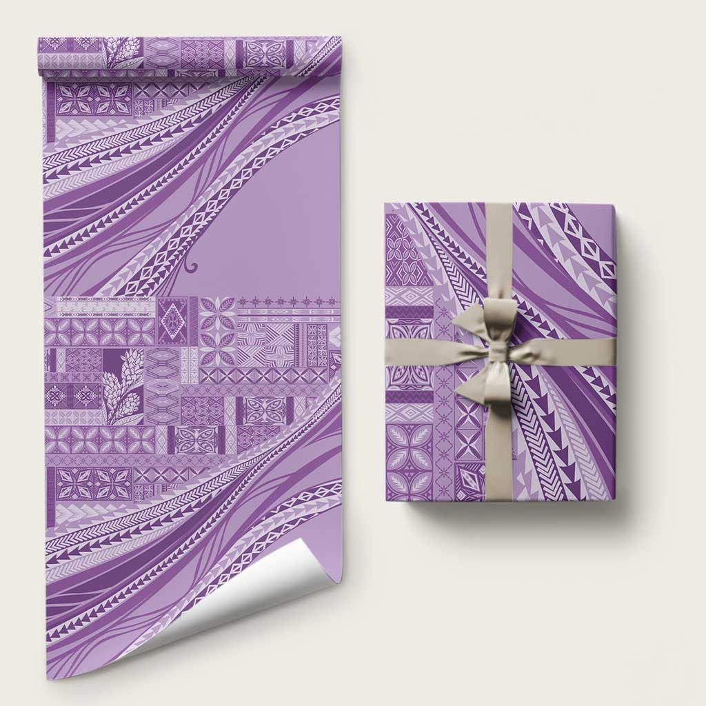 Pasifika Women's Day - Samoa Siapo Malu Tattoo Inspired Wrapping Paper Lavender LT7 58" × 23" Lavender - Polynesian Pride