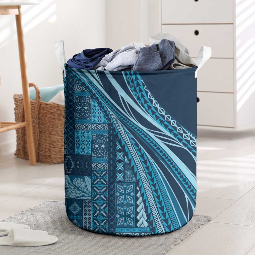 Pasifika Women's Day - Samoa Siapo Malu Tattoo Inspired Laundry Basket Navy Blue LT7 Navy Blue - Polynesian Pride