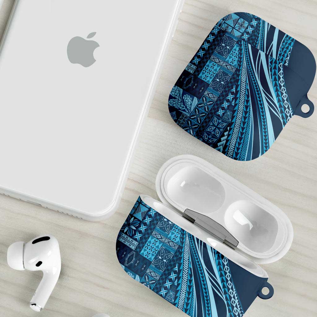 Pasifika Women's Day - Samoa Siapo Malu Tattoo Inspired AirPods Case Navy Blue LT7 - Polynesian Pride