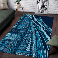 Pasifika Women's Day - Samoa Siapo Malu Tattoo Inspired Area Rug Navy Blue LT7 Navy Blue - Polynesian Pride