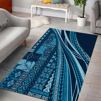 Pasifika Women's Day - Samoa Siapo Malu Tattoo Inspired Area Rug Navy Blue LT7 - Polynesian Pride