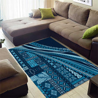 Pasifika Women's Day - Samoa Siapo Malu Tattoo Inspired Area Rug Navy Blue LT7 - Polynesian Pride
