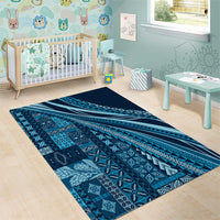 Pasifika Women's Day - Samoa Siapo Malu Tattoo Inspired Area Rug Navy Blue LT7 - Polynesian Pride