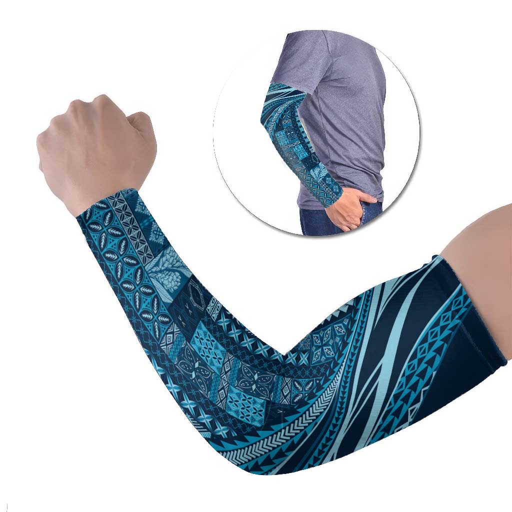 Pasifika Women's Day - Samoa Siapo Malu Tattoo Inspired Arm Sleeves Navy Blue LT7 Set of 2 Navy Blue - Polynesian Pride