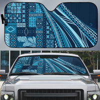 Pasifika Women's Day - Samoa Siapo Malu Tattoo Inspired Auto Sun Shade Navy Blue LT7 Navy Blue - Polynesian Pride