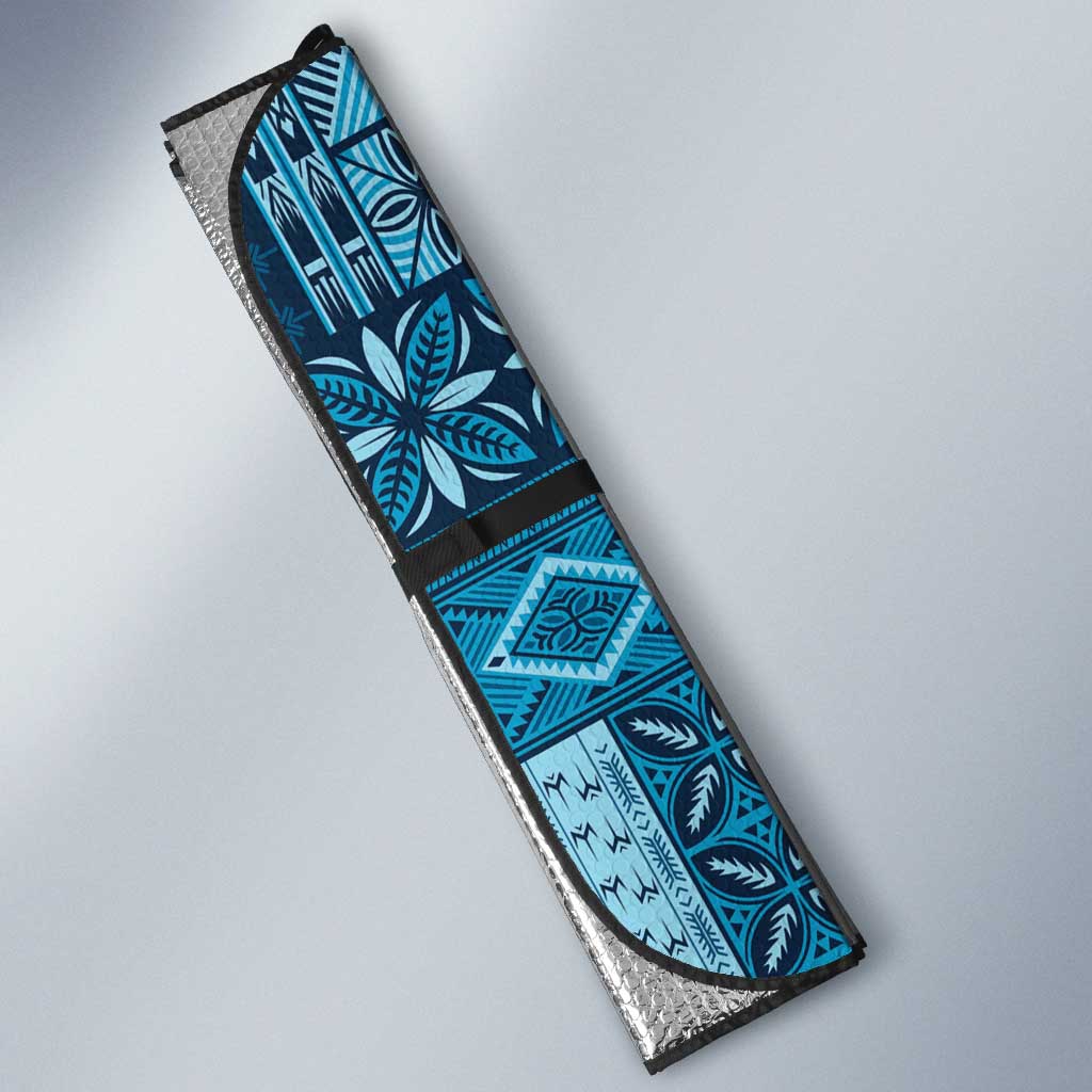 Pasifika Women's Day - Samoa Siapo Malu Tattoo Inspired Auto Sun Shade Navy Blue LT7 - Polynesian Pride