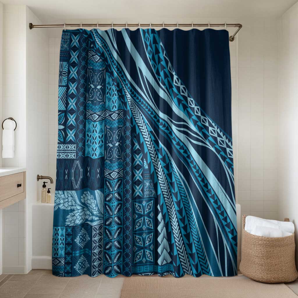 Pasifika Women's Day - Samoa Siapo Malu Tattoo Inspired Bathroom Set Navy Blue LT7 Shower Curtain Only Navy Blue - Polynesian Pride