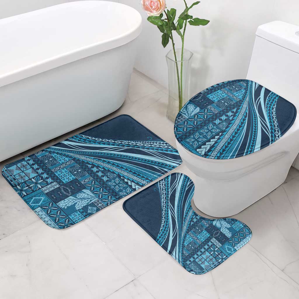 Pasifika Women's Day - Samoa Siapo Malu Tattoo Inspired Bathroom Set Navy Blue LT7 - Polynesian Pride
