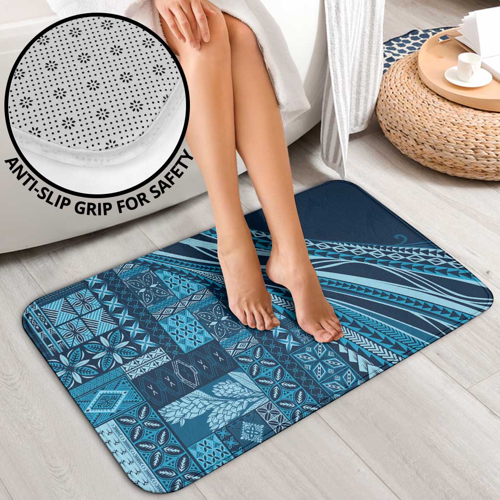 Pasifika Women's Day - Samoa Siapo Malu Tattoo Inspired Bathroom Set Navy Blue LT7 - Polynesian Pride