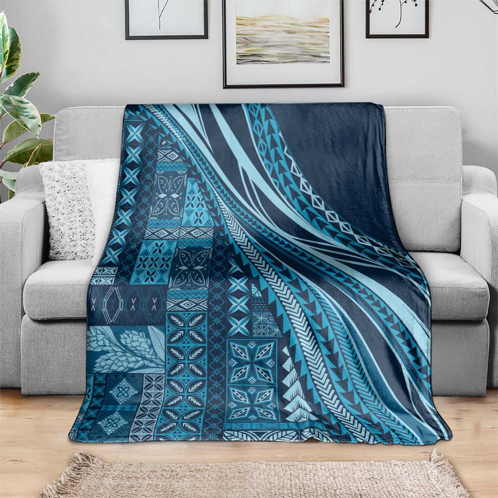 Pasifika Women's Day - Samoa Siapo Malu Tattoo Inspired Blanket Navy Blue LT7 - Polynesian Pride