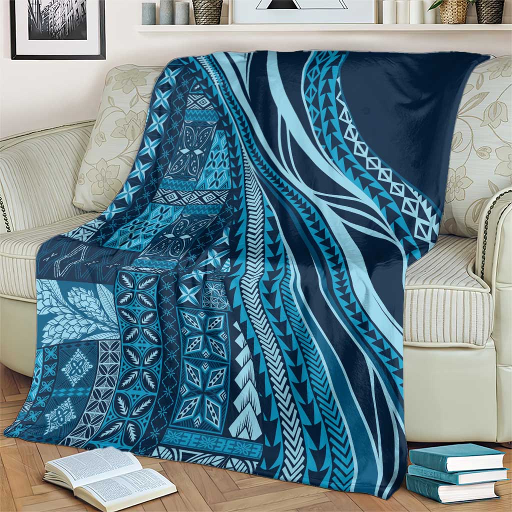 Pasifika Women's Day - Samoa Siapo Malu Tattoo Inspired Blanket Navy Blue LT7 - Polynesian Pride