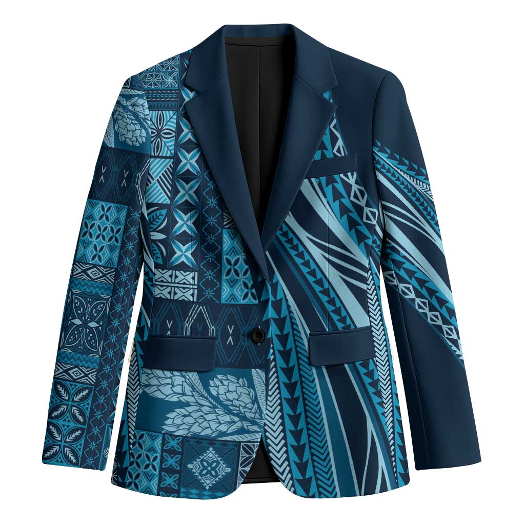 Pasifika Women's Day - Samoa Siapo Malu Tattoo Inspired Blazer Navy Blue LT7 Unisex Navy Blue - Polynesian Pride
