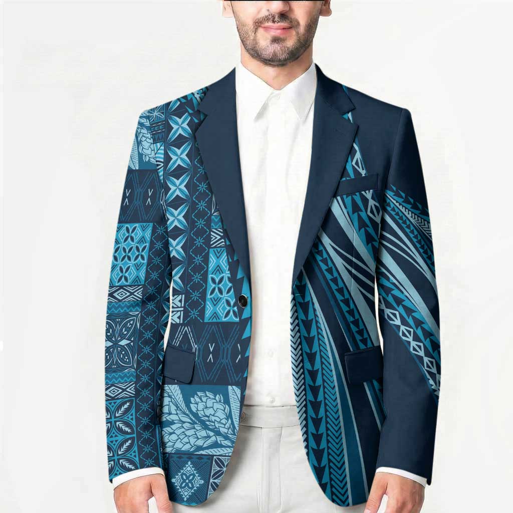 Pasifika Women's Day - Samoa Siapo Malu Tattoo Inspired Blazer Navy Blue LT7 - Polynesian Pride