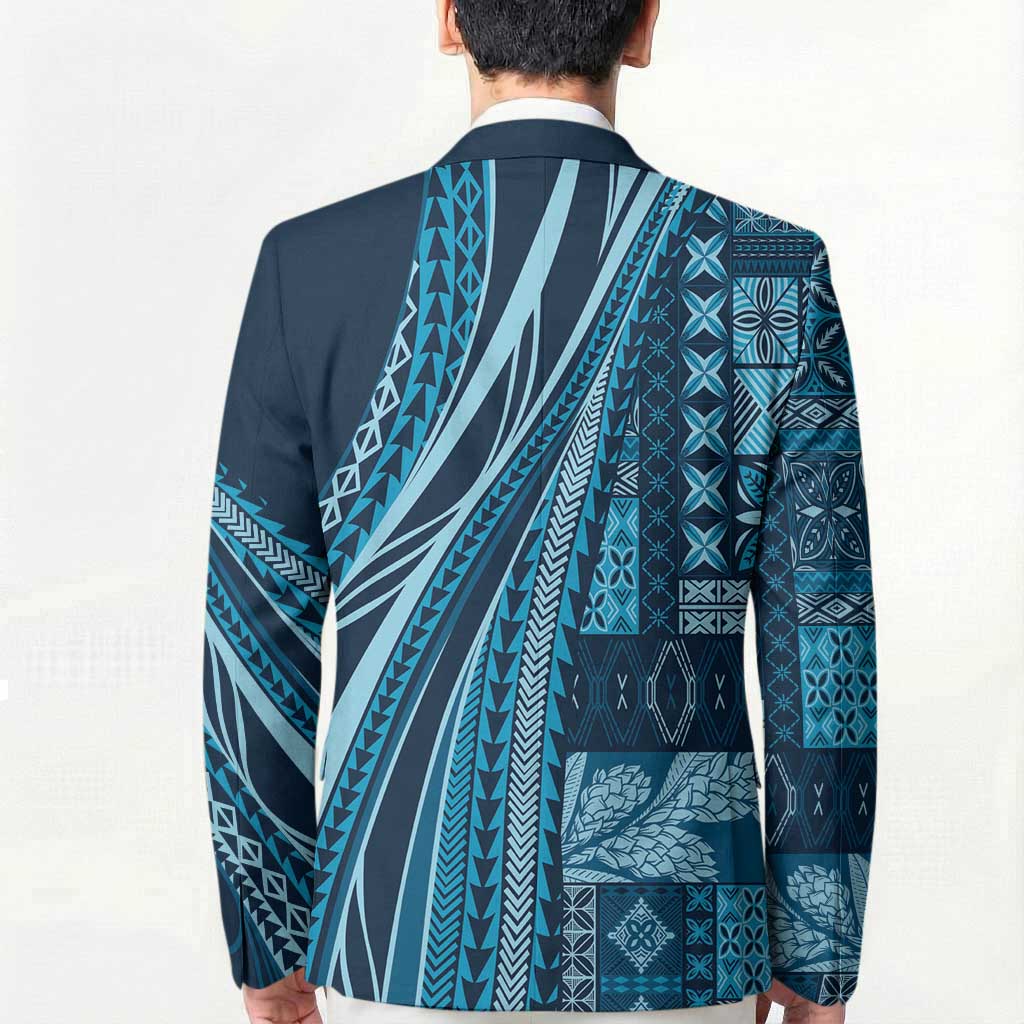 Pasifika Women's Day - Samoa Siapo Malu Tattoo Inspired Blazer Navy Blue LT7 - Polynesian Pride
