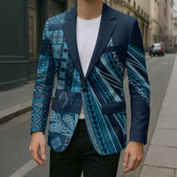Pasifika Women's Day - Samoa Siapo Malu Tattoo Inspired Blazer Navy Blue LT7 - Polynesian Pride