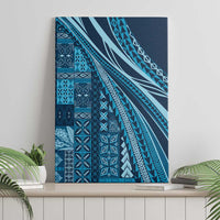 Pasifika Women's Day - Samoa Siapo Malu Tattoo Inspired Canvas Wall Art Navy Blue LT7 - Polynesian Pride