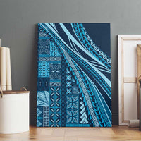 Pasifika Women's Day - Samoa Siapo Malu Tattoo Inspired Canvas Wall Art Navy Blue LT7 - Polynesian Pride