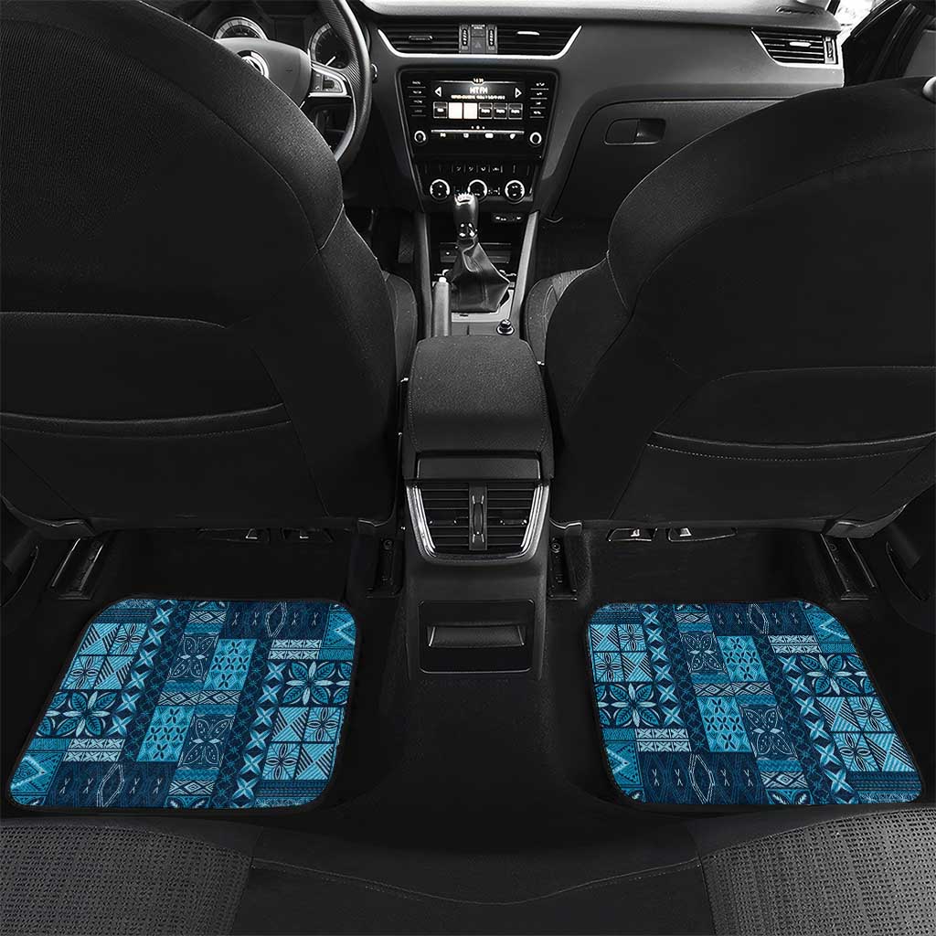 Pasifika Women's Day - Samoa Siapo Malu Tattoo Inspired Car Mats Navy Blue LT7 Set 2pcs - Back Navy Blue - Polynesian Pride