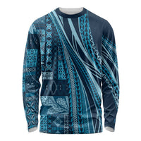 Pasifika Women's Day - Samoa Siapo Malu Tattoo Inspired Long Sleeve Shirt Navy Blue LT7 Unisex Navy Blue - Polynesian Pride