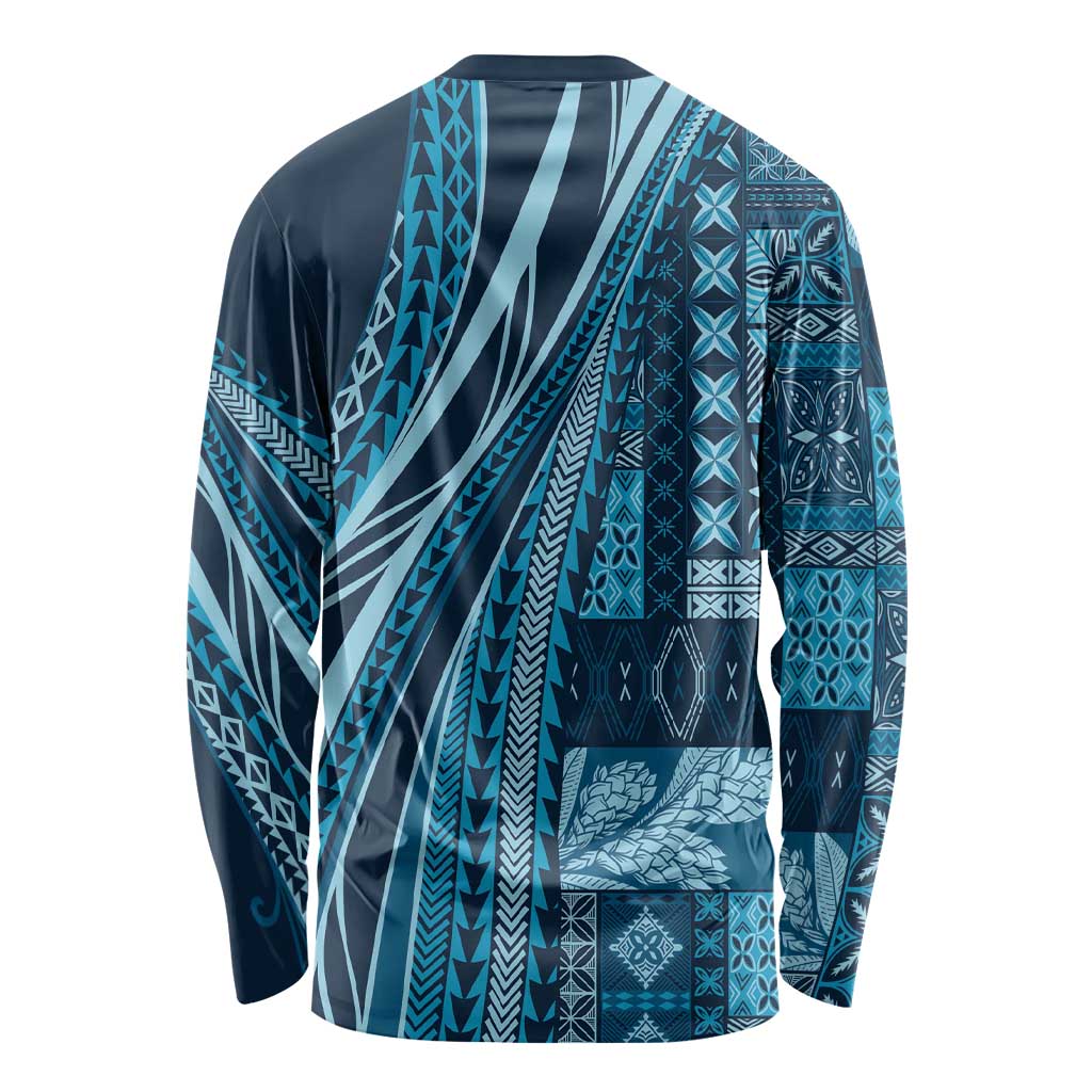 Pasifika Women's Day - Samoa Siapo Malu Tattoo Inspired Long Sleeve Shirt Navy Blue LT7 - Polynesian Pride