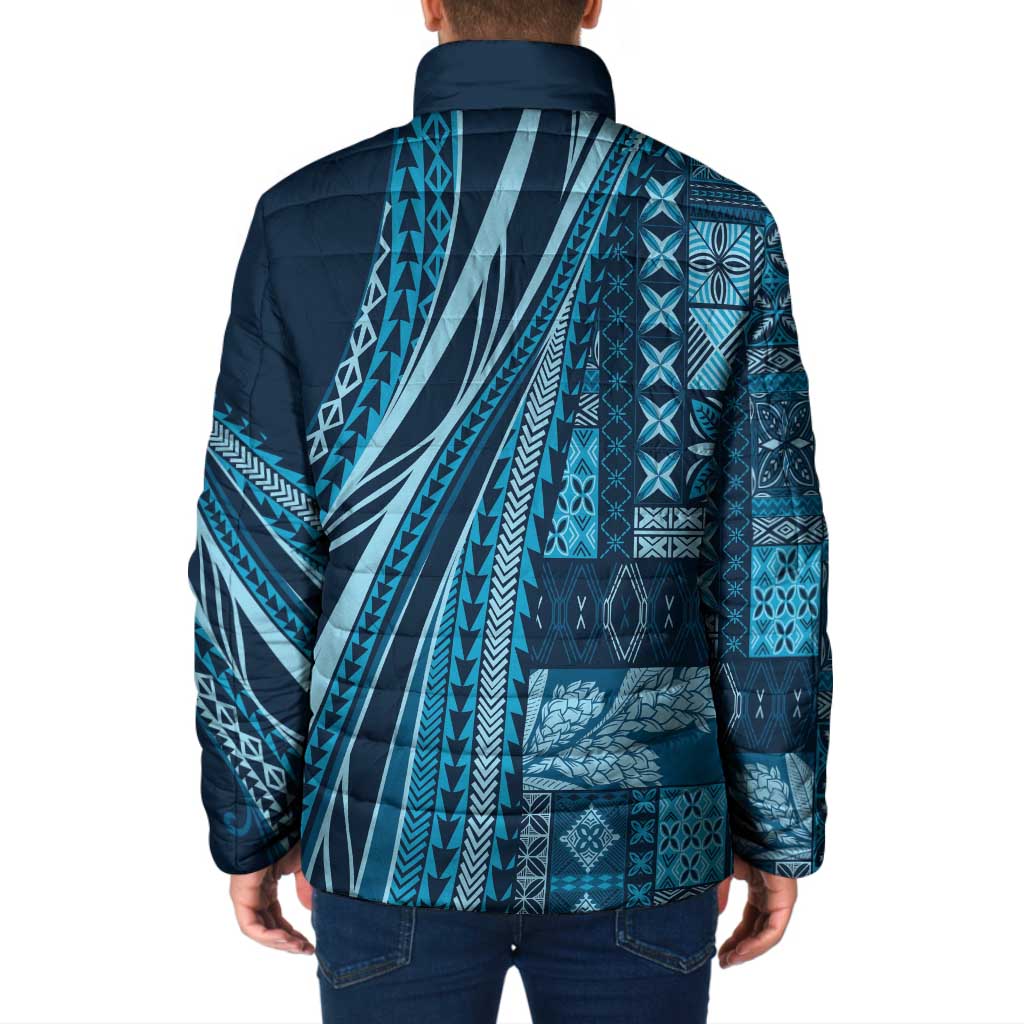 Pasifika Women's Day - Samoa Siapo Malu Tattoo Inspired Padded Jacket Navy Blue LT7 - Polynesian Pride