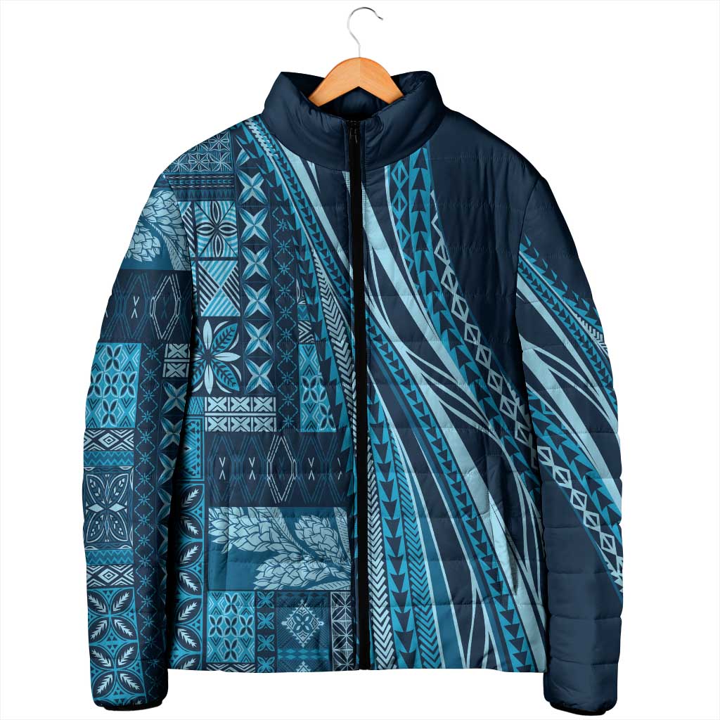 Pasifika Women's Day - Samoa Siapo Malu Tattoo Inspired Padded Jacket Navy Blue LT7 - Polynesian Pride
