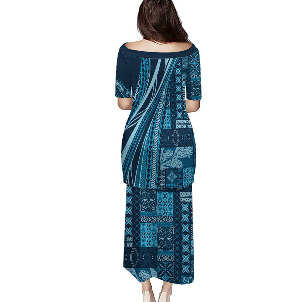 Pasifika Women's Day - Samoa Siapo Malu Tattoo Inspired Puletasi Navy Blue LT7 - Polynesian Pride