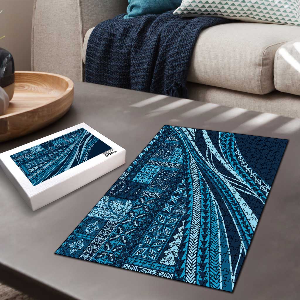 Pasifika Women's Day - Samoa Siapo Malu Tattoo Inspired Puzzle Navy Blue LT7 - Polynesian Pride