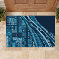 Pasifika Women's Day - Samoa Siapo Malu Tattoo Inspired Rubber Doormat Navy Blue LT7 Navy Blue - Polynesian Pride