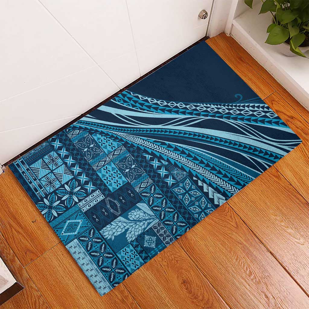 Pasifika Women's Day - Samoa Siapo Malu Tattoo Inspired Rubber Doormat Navy Blue LT7 - Polynesian Pride