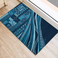 Pasifika Women's Day - Samoa Siapo Malu Tattoo Inspired Rubber Doormat Navy Blue LT7 - Polynesian Pride