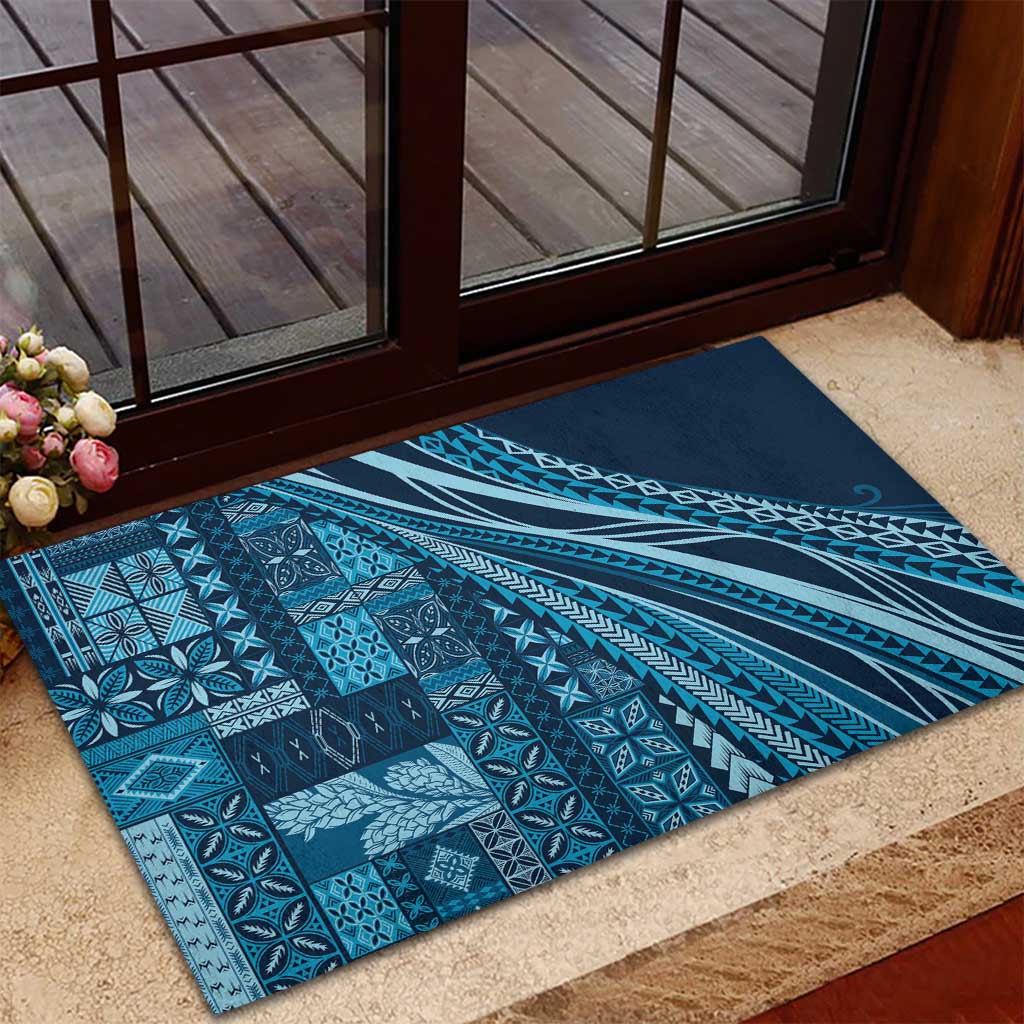Pasifika Women's Day - Samoa Siapo Malu Tattoo Inspired Rubber Doormat Navy Blue LT7 - Polynesian Pride