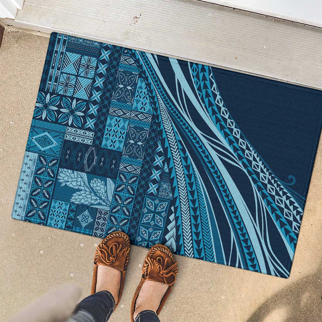 Pasifika Women's Day - Samoa Siapo Malu Tattoo Inspired Rubber Doormat Navy Blue LT7 - Polynesian Pride