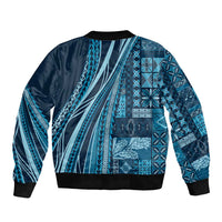 Pasifika Women's Day - Samoa Siapo Malu Tattoo Inspired Sleeve Zip Bomber Jacket Navy Blue LT7 - Polynesian Pride