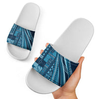 Pasifika Women's Day - Samoa Siapo Malu Tattoo Inspired Slide Sandals Navy Blue LT7 - Polynesian Pride