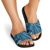 Pasifika Women's Day - Samoa Siapo Malu Tattoo Inspired Slide Sandals Navy Blue LT7 - Polynesian Pride