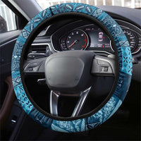Pasifika Women's Day - Samoa Siapo Malu Tattoo Inspired Steering Wheel Cover Navy Blue LT7 - Polynesian Pride