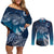 New Zealand Matariki Couples Matching Off Shoulder Short Dress and Long Sleeve Button Shirt Starry Night Style