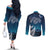 New Zealand Matariki Couples Matching Off The Shoulder Long Sleeve Dress and Long Sleeve Button Shirt Starry Night Style