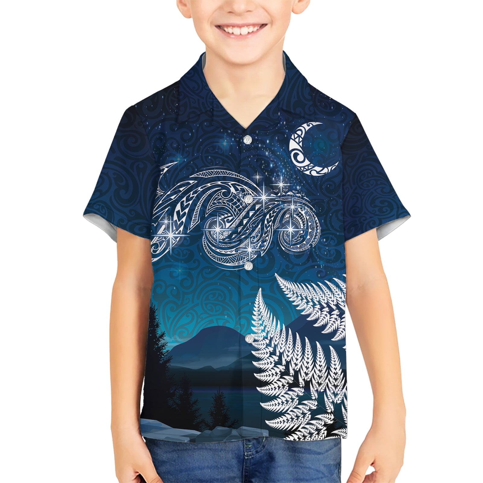 New Zealand Matariki Kid Hawaiian Shirt Starry Night Style