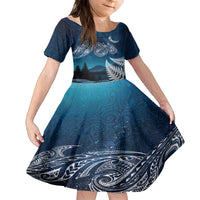 New Zealand Matariki Kid Short Sleeve Dress Starry Night Style LT7 KID Navy - Polynesian Pride