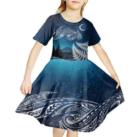 New Zealand Matariki Kid Short Sleeve Dress Starry Night Style LT7 - Polynesian Pride